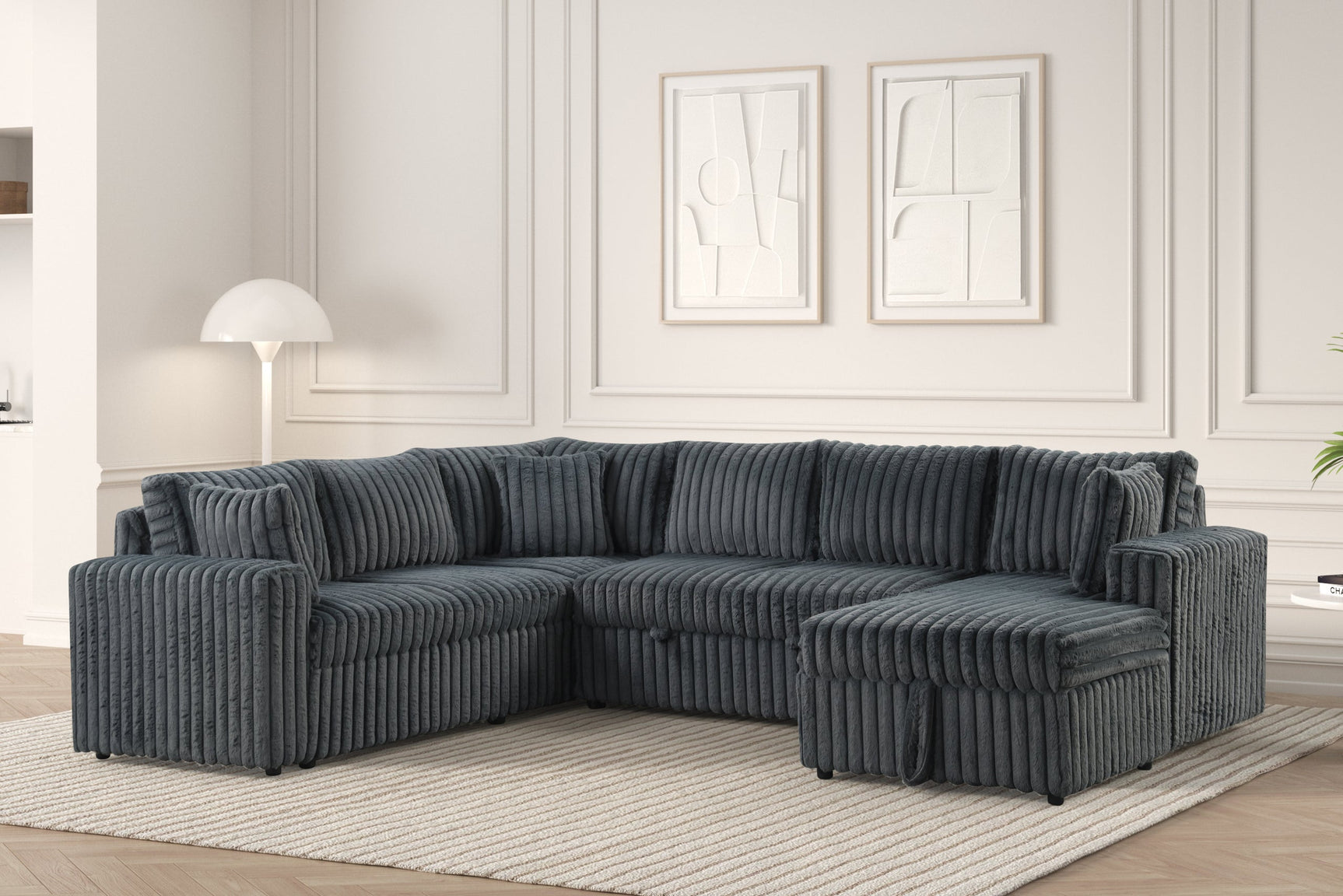 Forever Charcoal Fabric Sectional With Pull-Out Bed