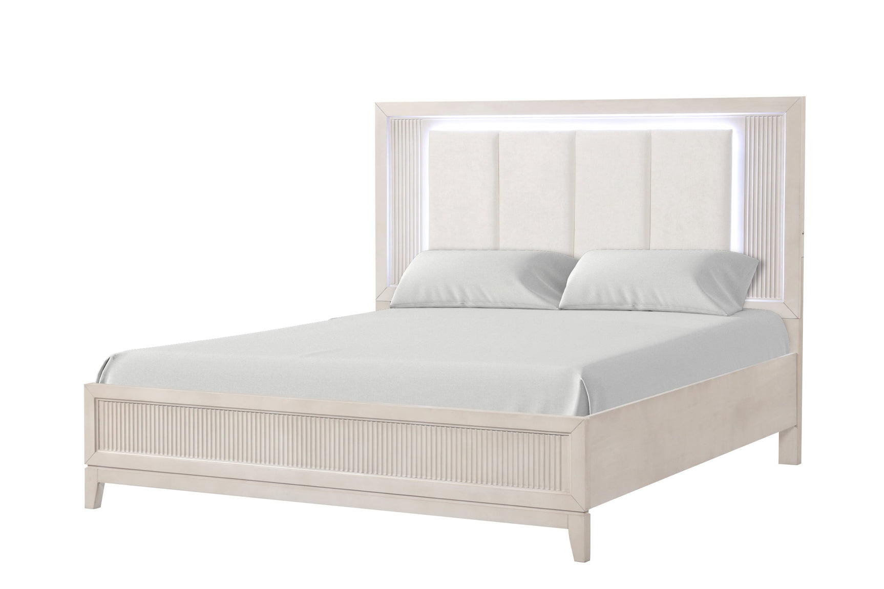 Uptown Cream LED Upholstered Panel Bedroom Set