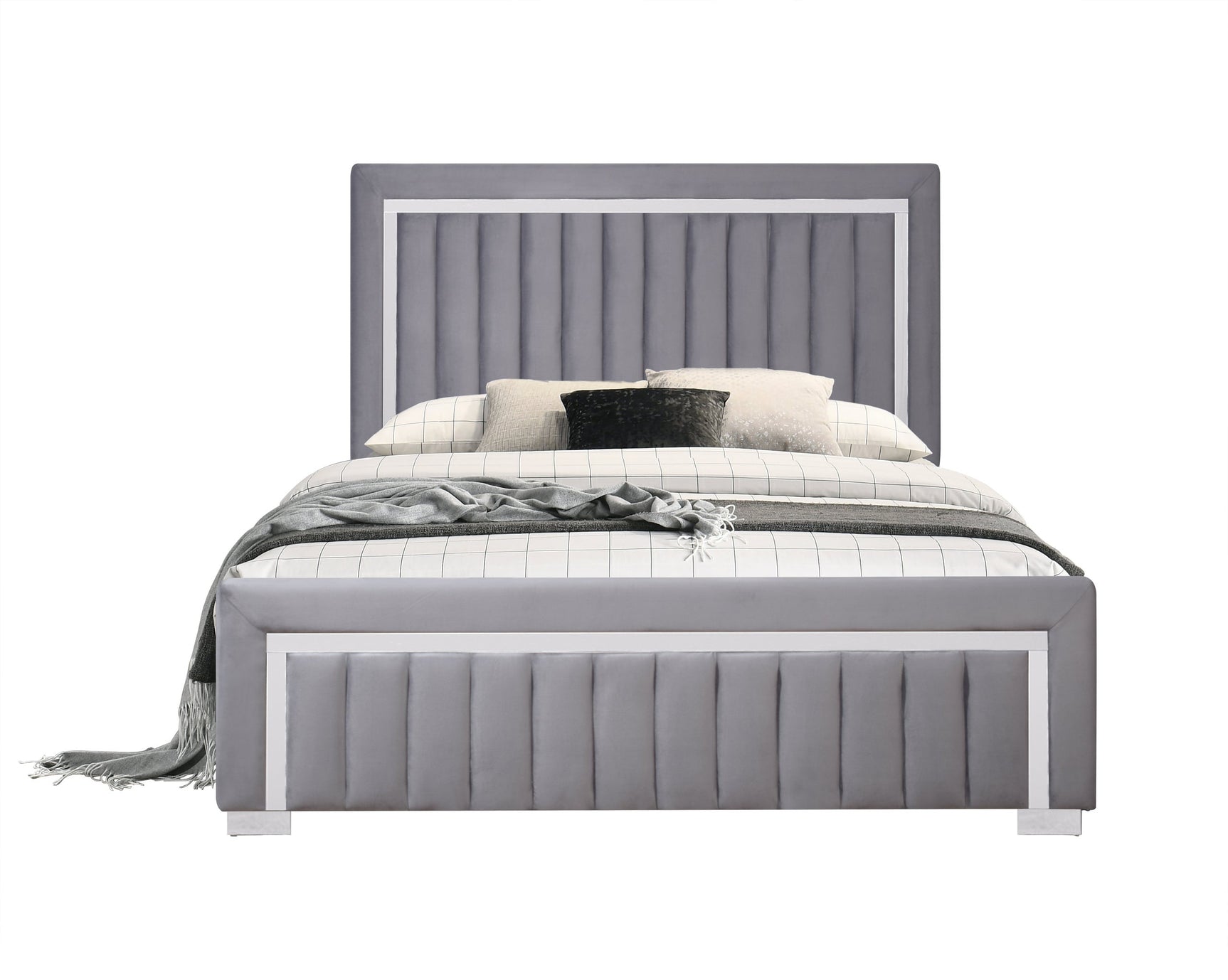 Heindal Gray Upholstered Panel Queen Bed