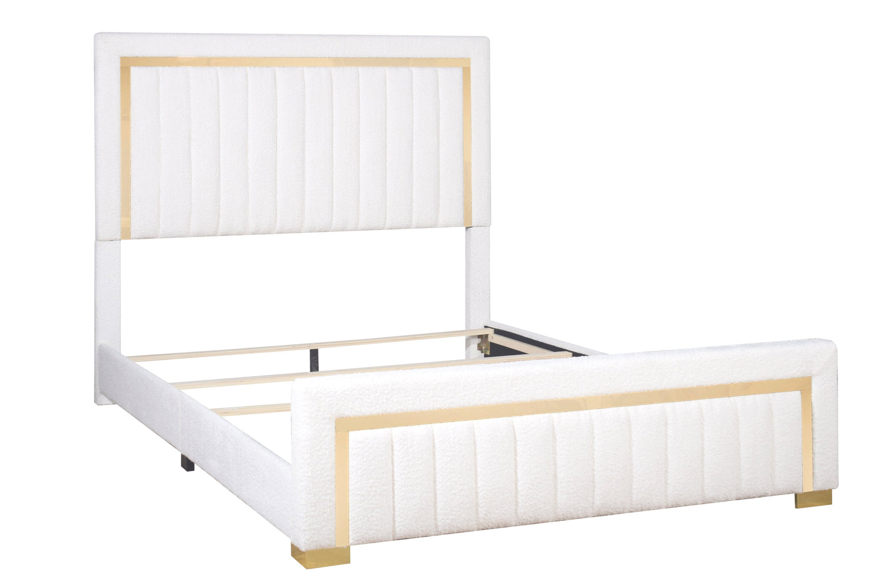 Heindal White Upholstered Panel King Bed