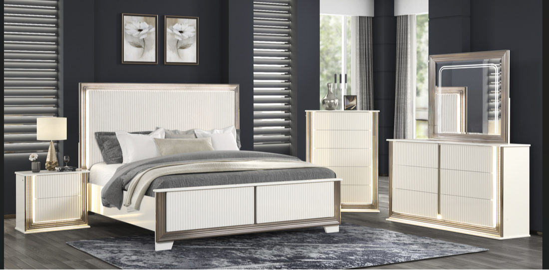 Beverly White Upholstered Panel Bedroom Set