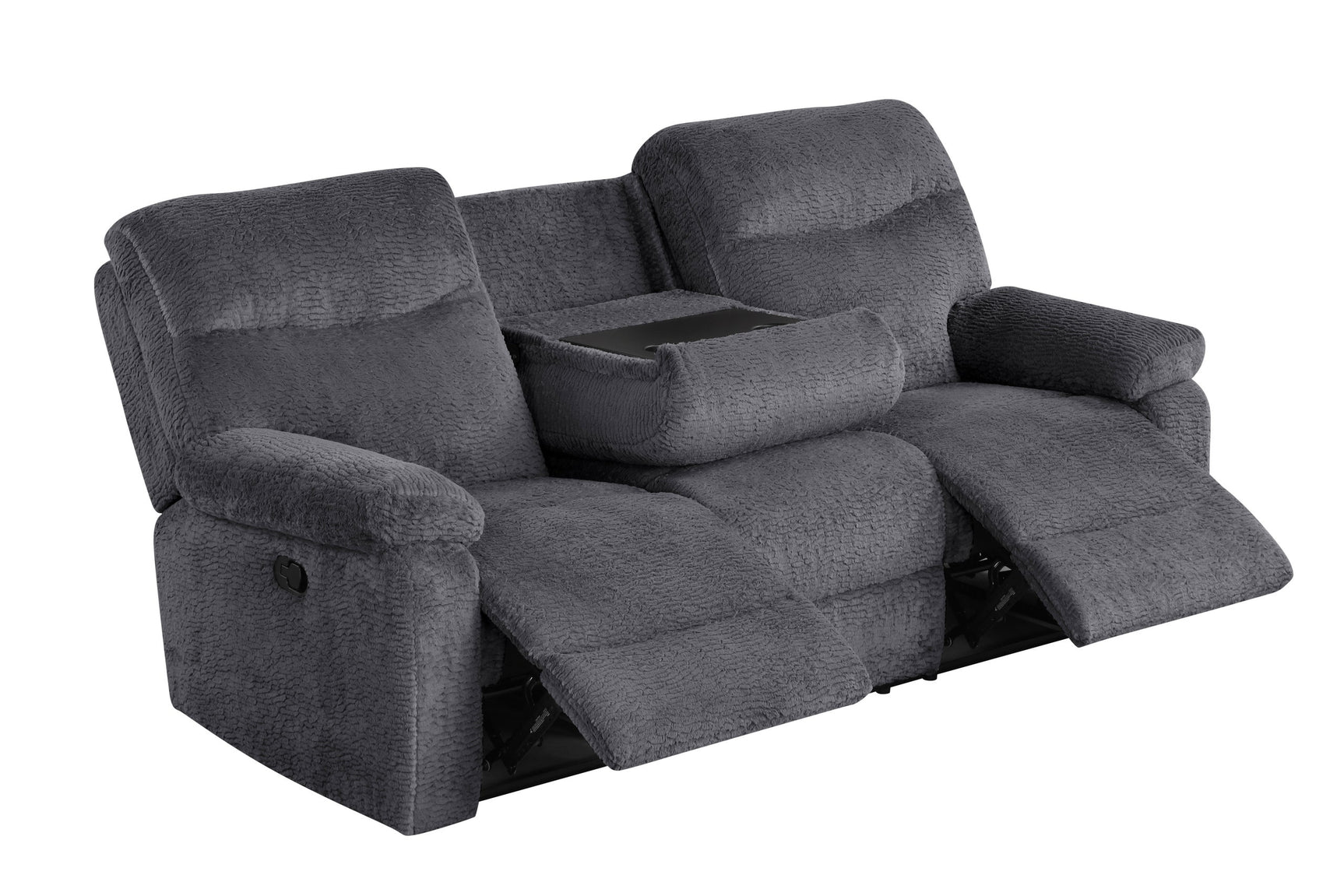 Bravo Dark Gray Teddy Bear Fabric 3-Piece Reclining Set