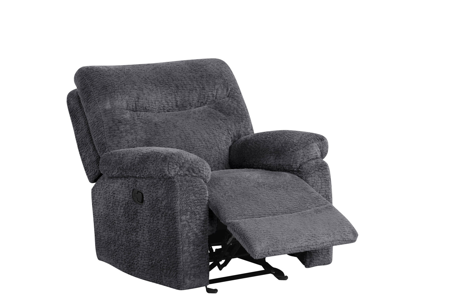 Bravo Dark Gray Teddy Bear Fabric 3-Piece Reclining Set