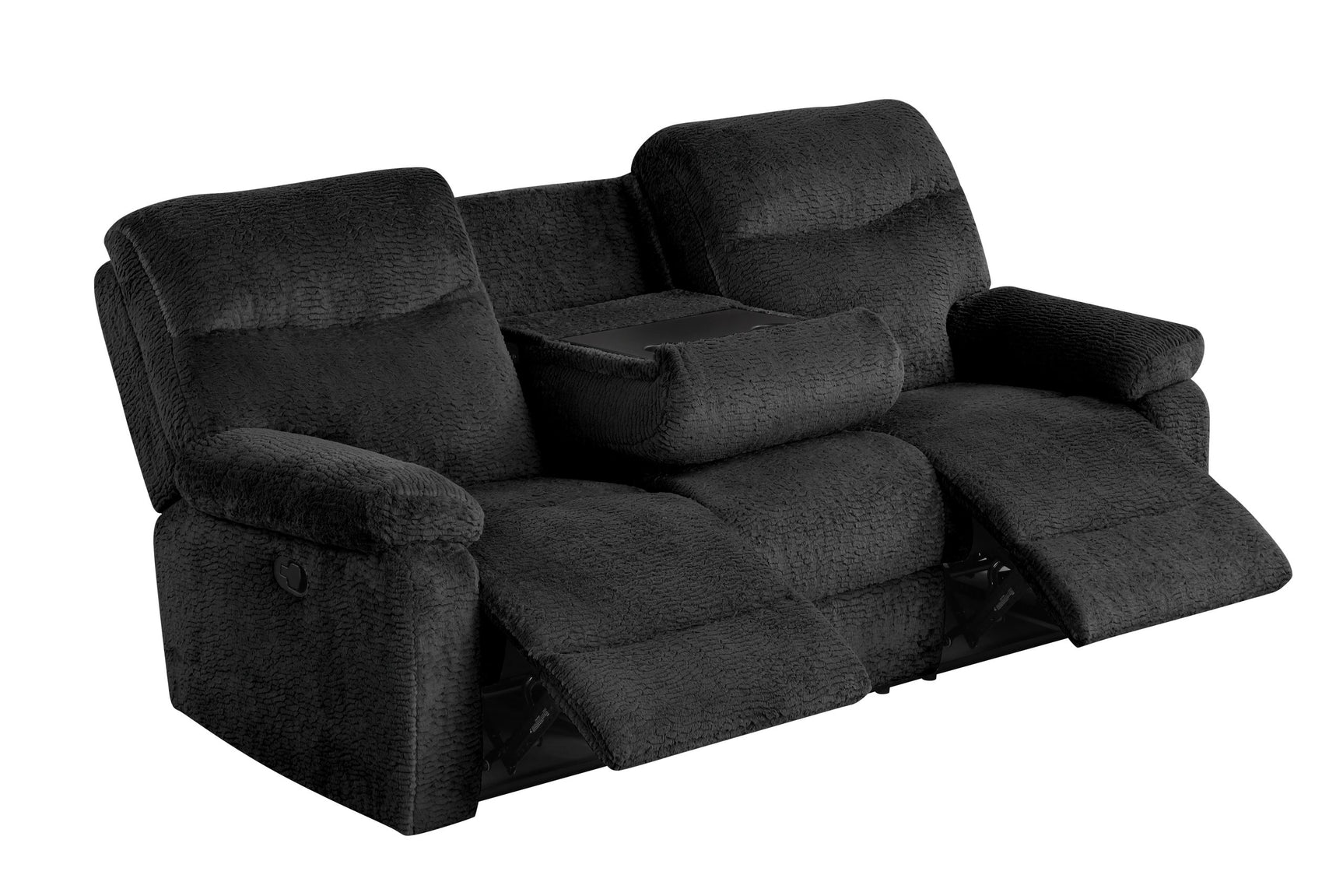 Bravo Black Teddy Bear Fabric 3-Piece Reclining Set