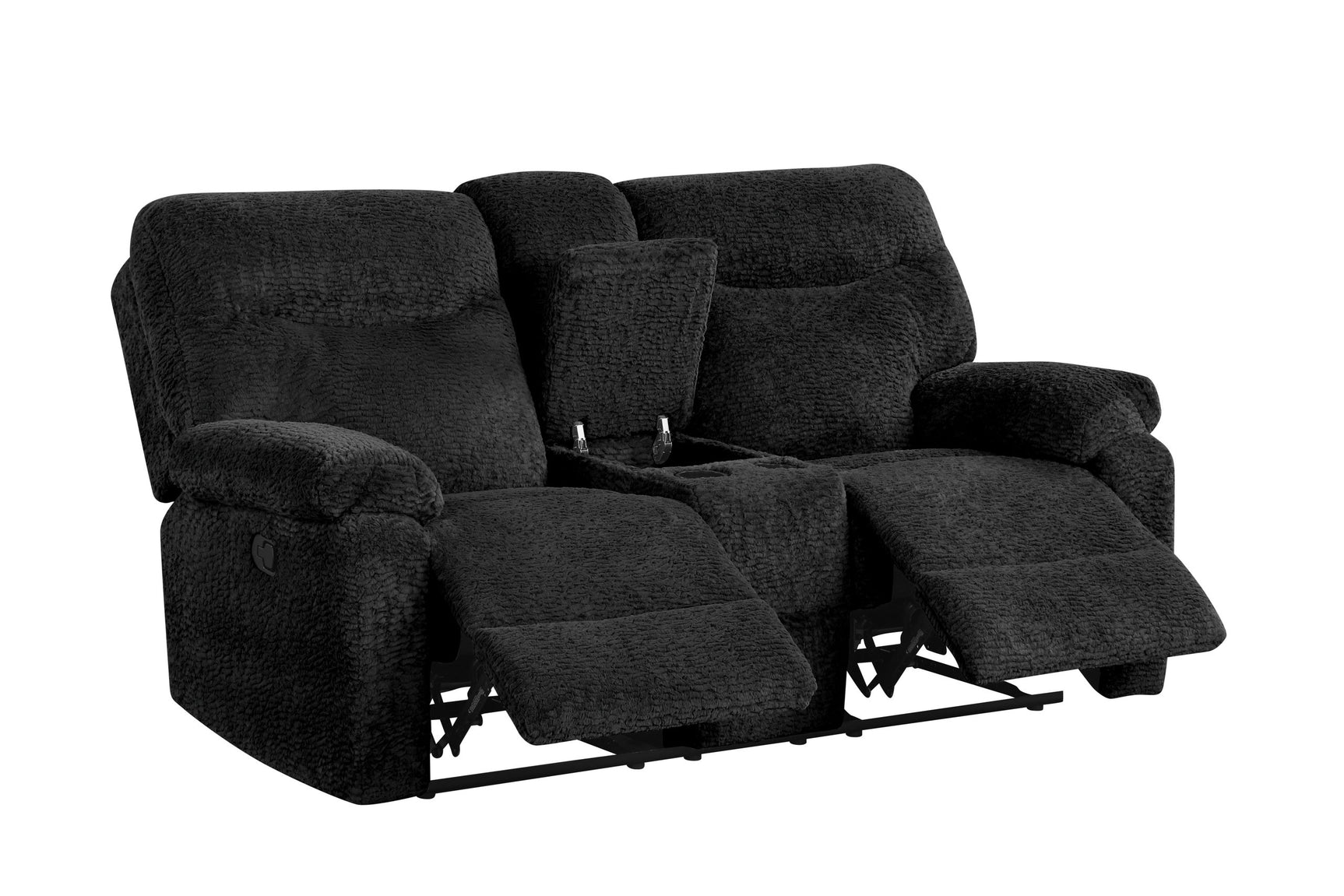Bravo Black Teddy Bear Fabric 3-Piece Reclining Set