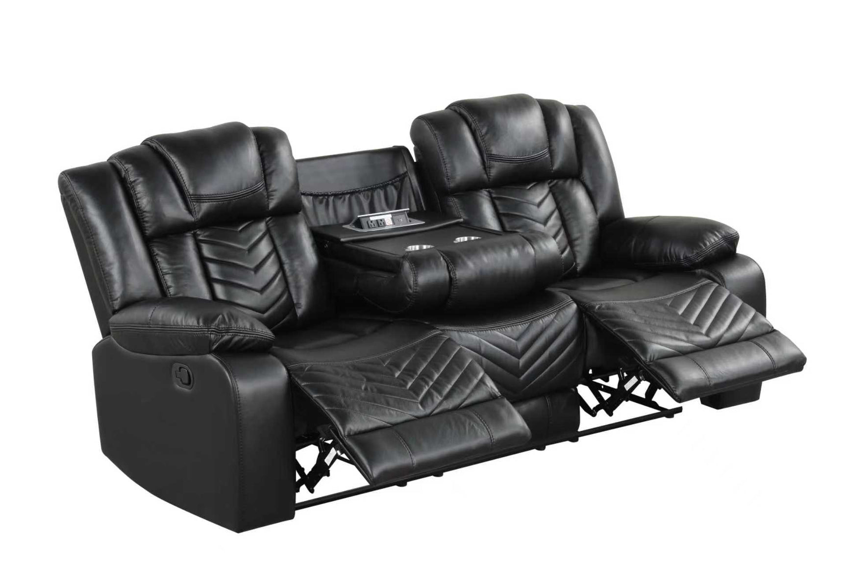 Ace Black Leather Gel 3-Piece Reclining Set