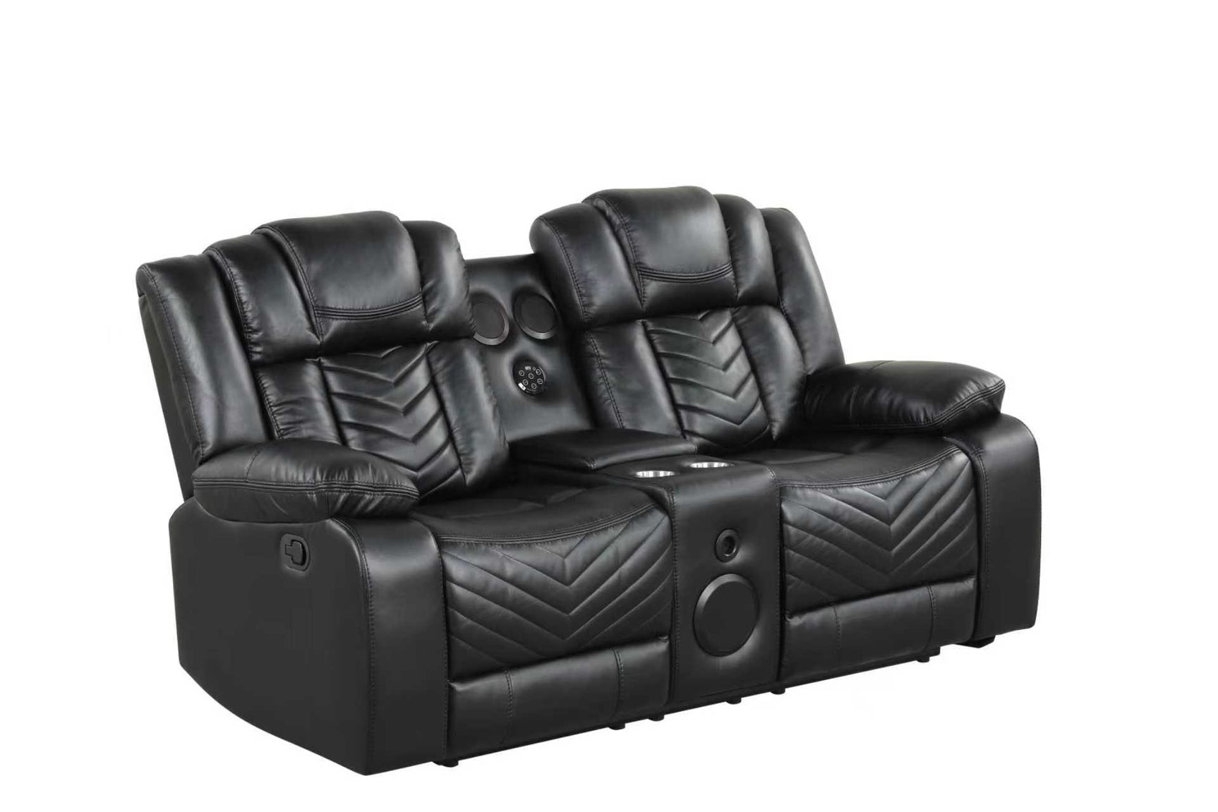 Ace Black Leather Gel 3-Piece Reclining Set