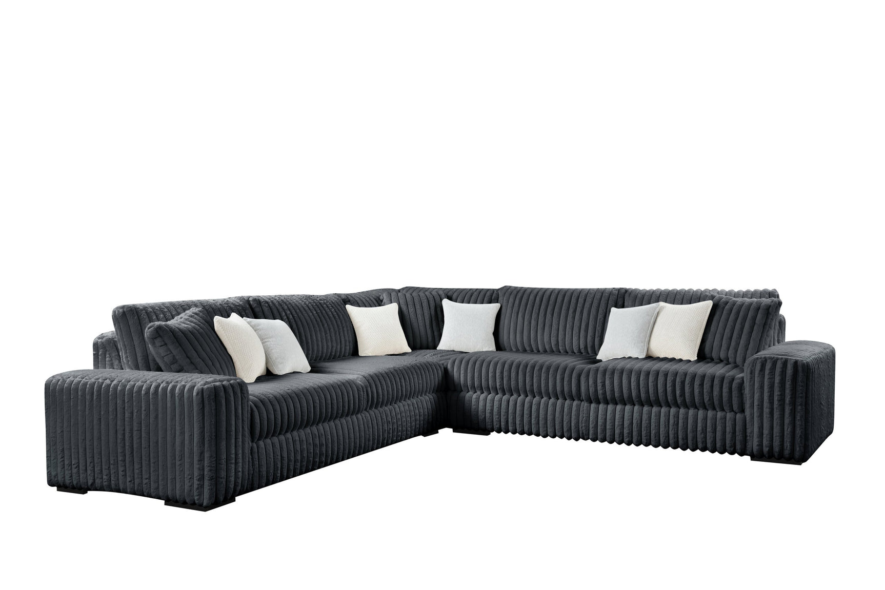 Marshmallow Charcoal Corduroy Fabric Oversized Sectional