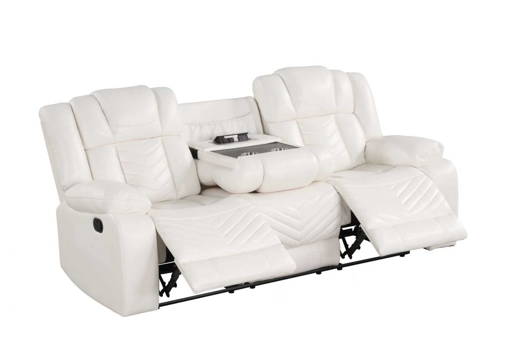 Ace White Leather Gel 3-Piece Reclining Set