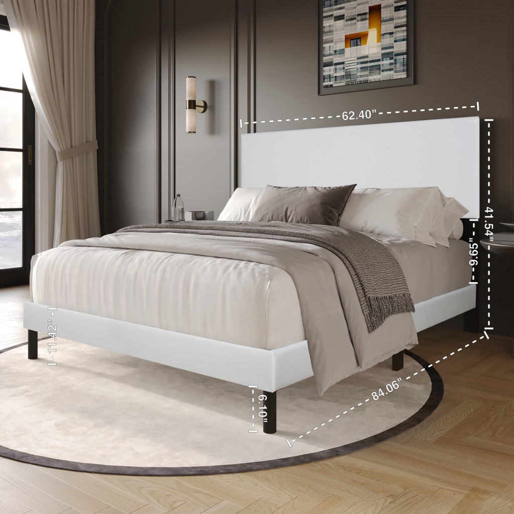 Helen White PU Platform Queen Bed