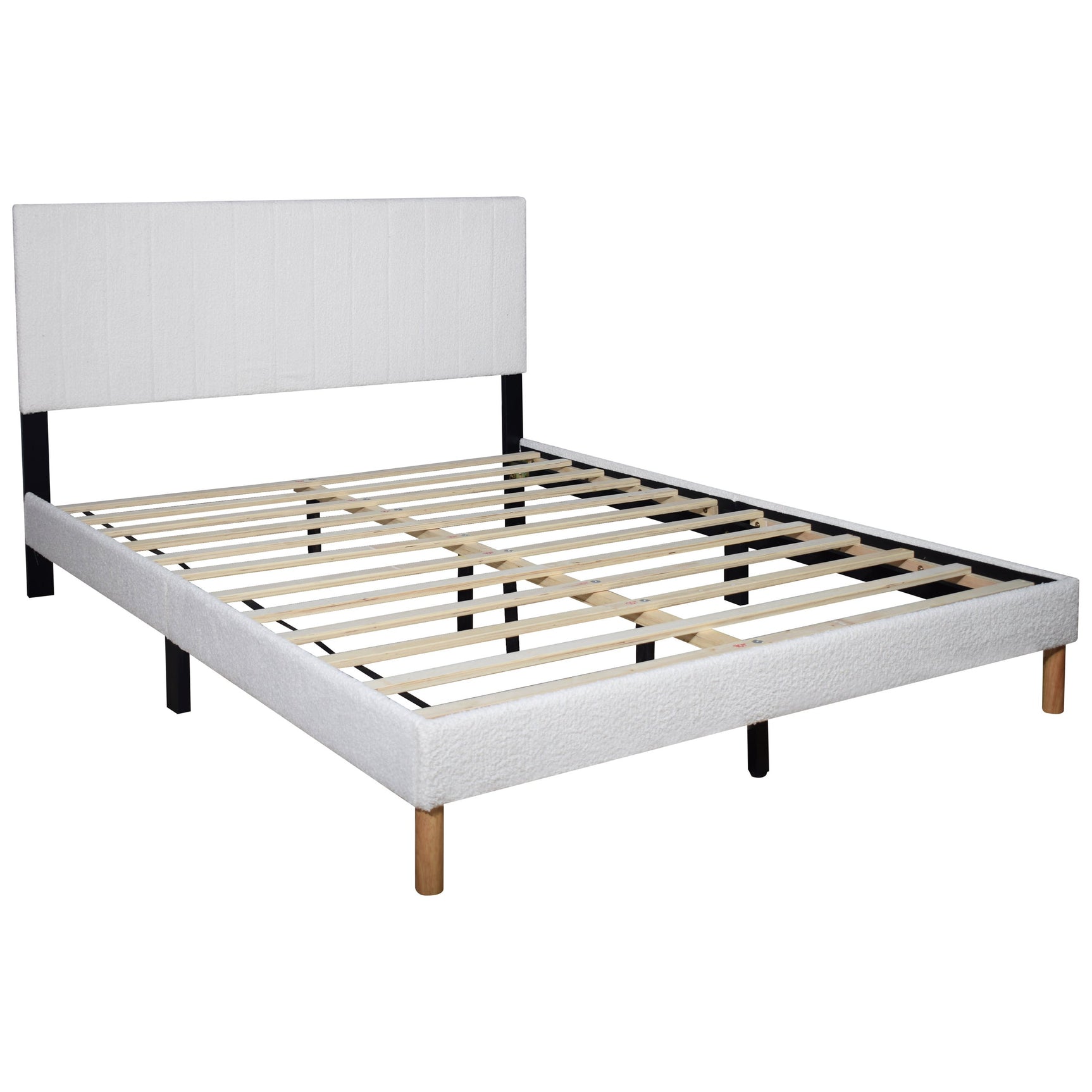 Heiden White Upholstered Platform King Bed