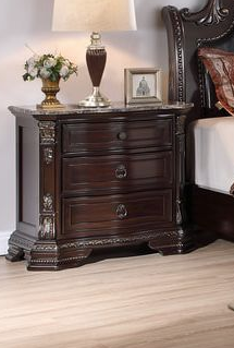 Bolla Brown Marble Top Nightstand