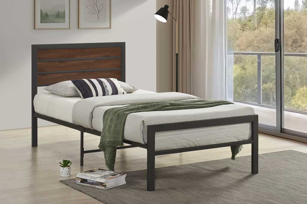 Bema Brown Metal Platform Twin Bed