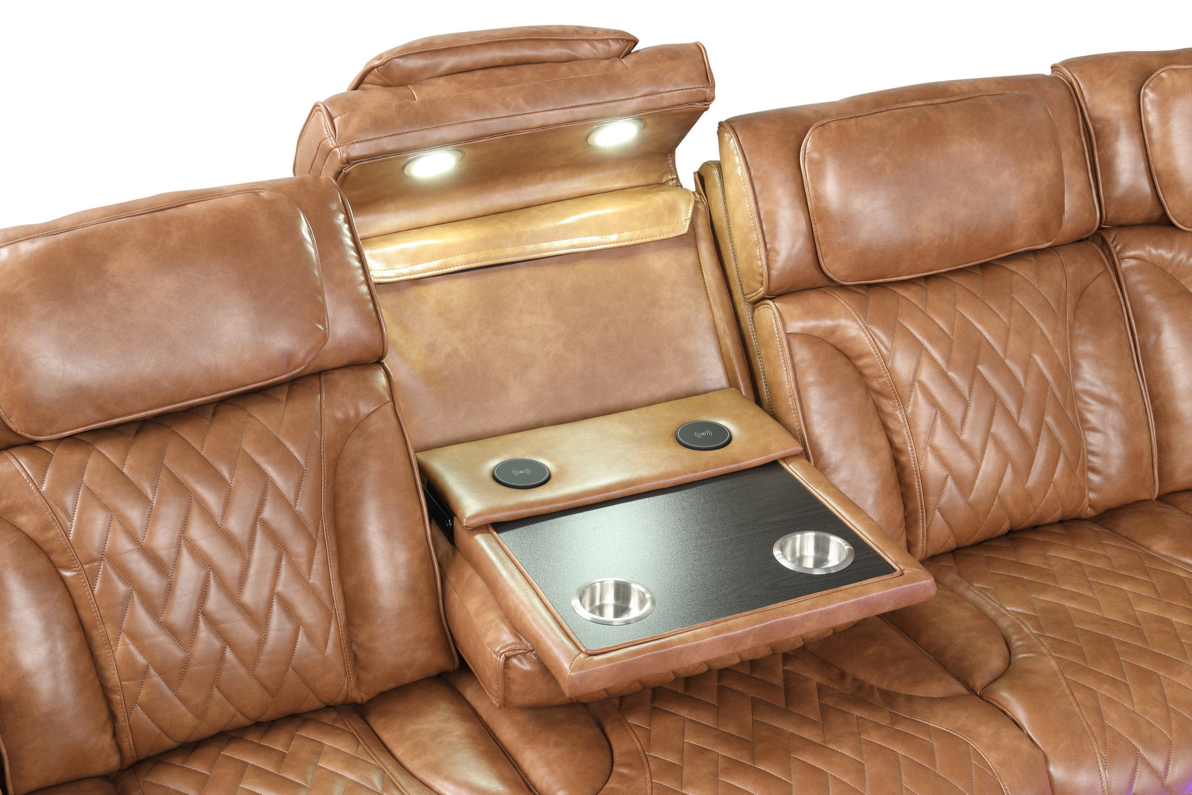 Barcelona Brown Power Reclining Sectional w Power Headrests