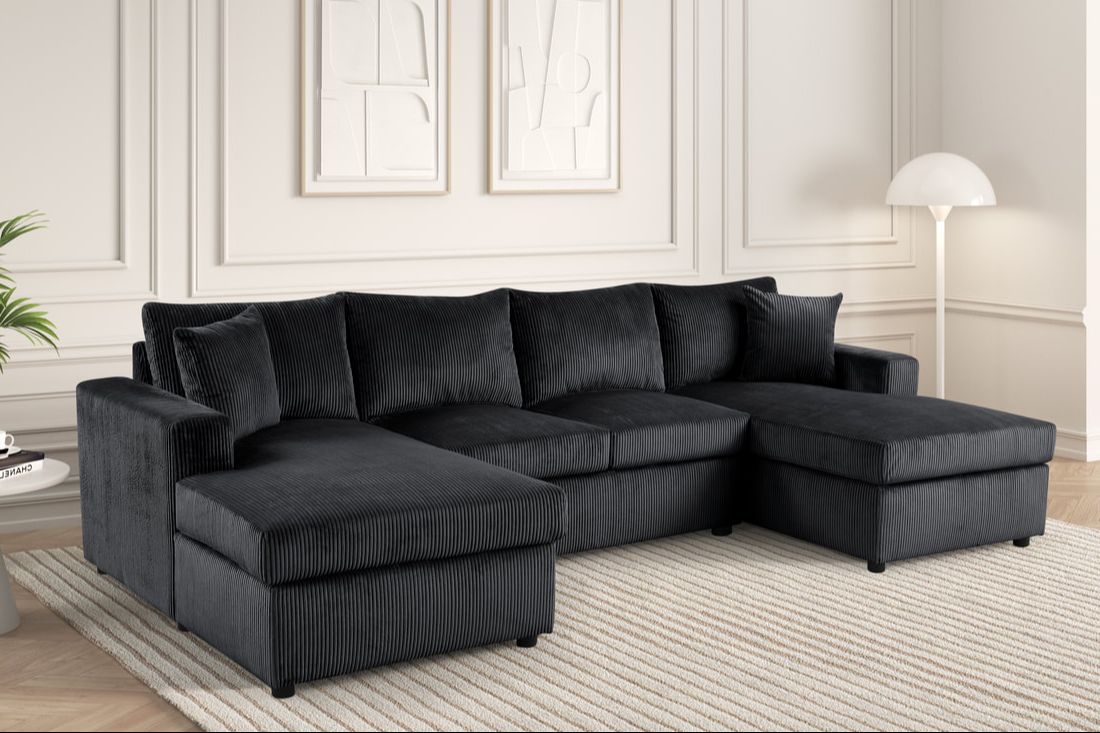 Terasa Black Double Chaise Sectional