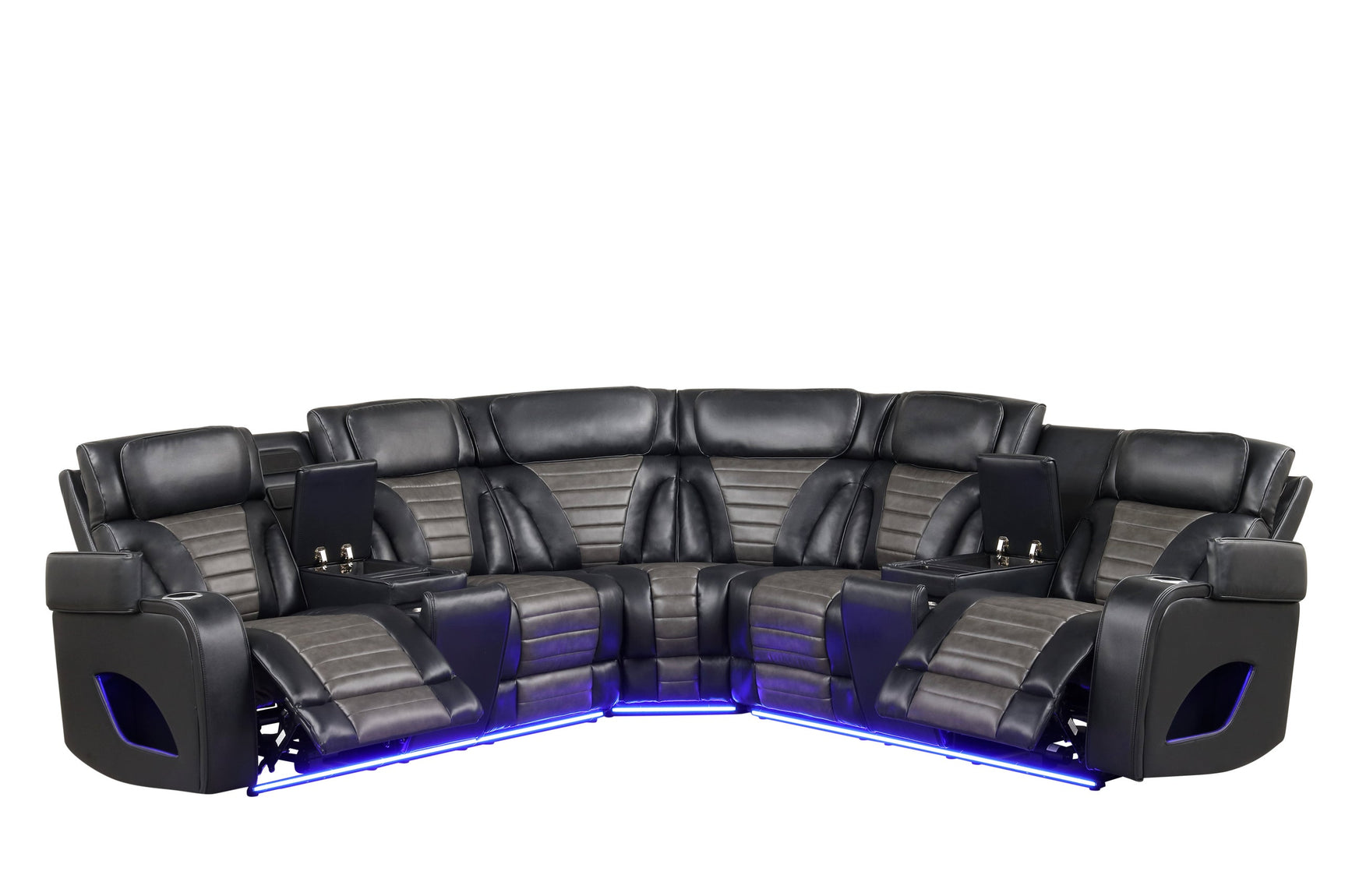 Ibiza Black Power Reclining Sectional