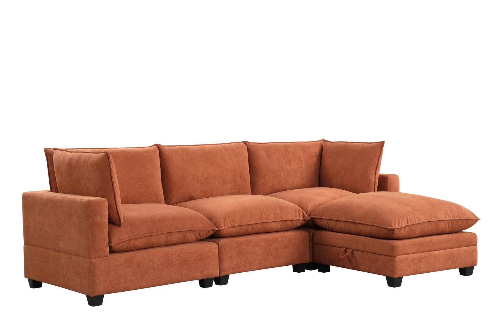 Cloud Orange Fabric Modular Sectional
