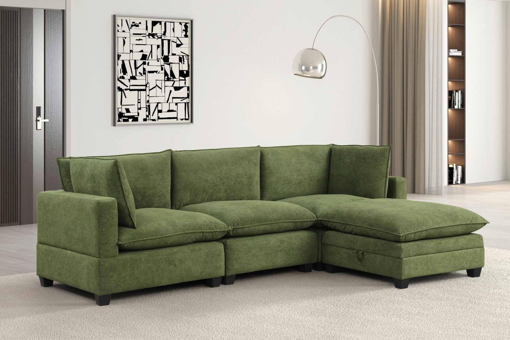 Cloud Olive Fabric Modular Sectional