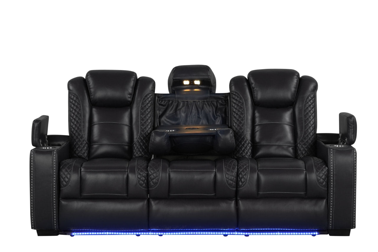 Stefano Black Leather Gel 3-Piece Reclining Set