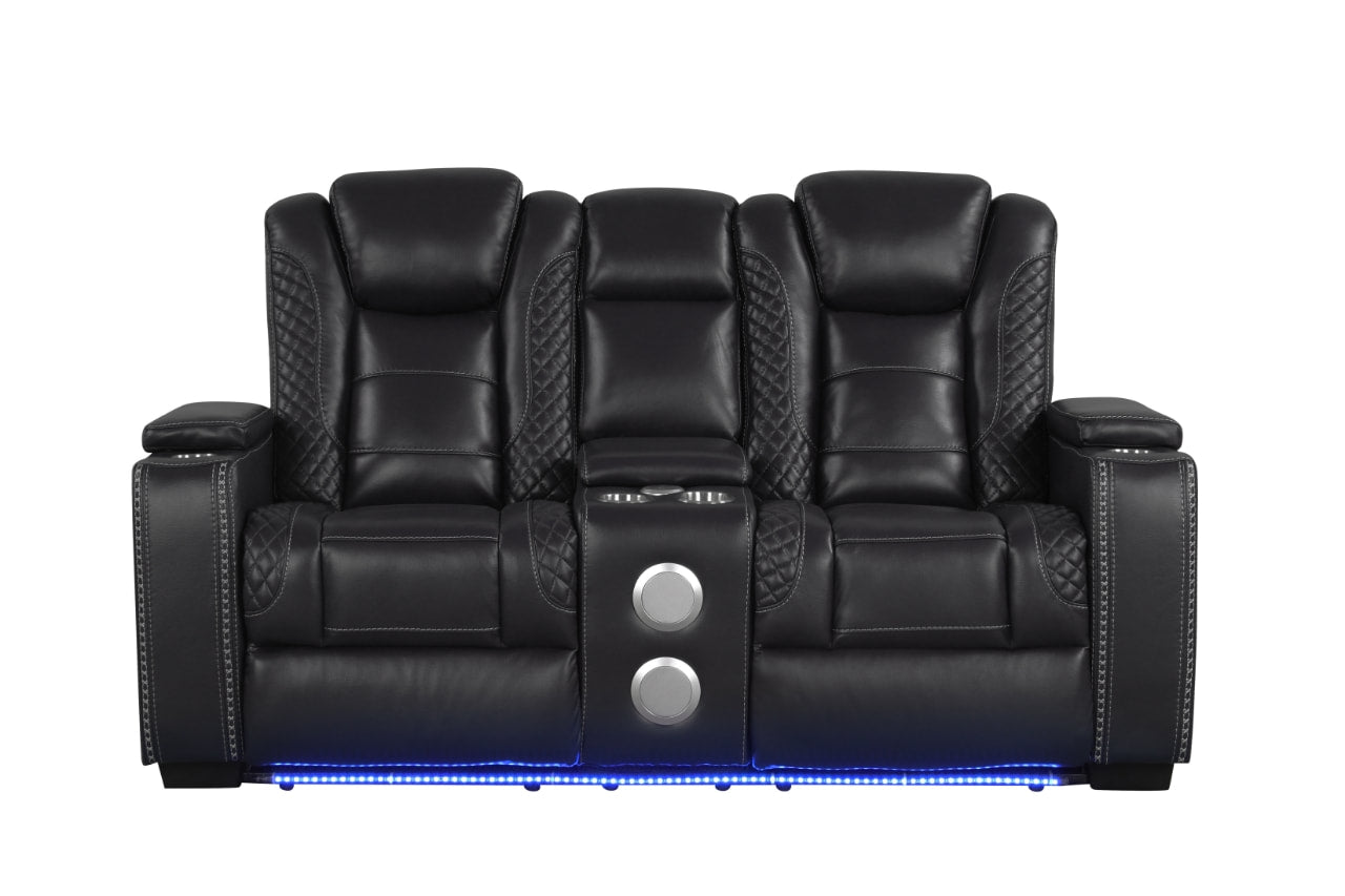 Stefano Black Leather Gel 3-Piece Reclining Set