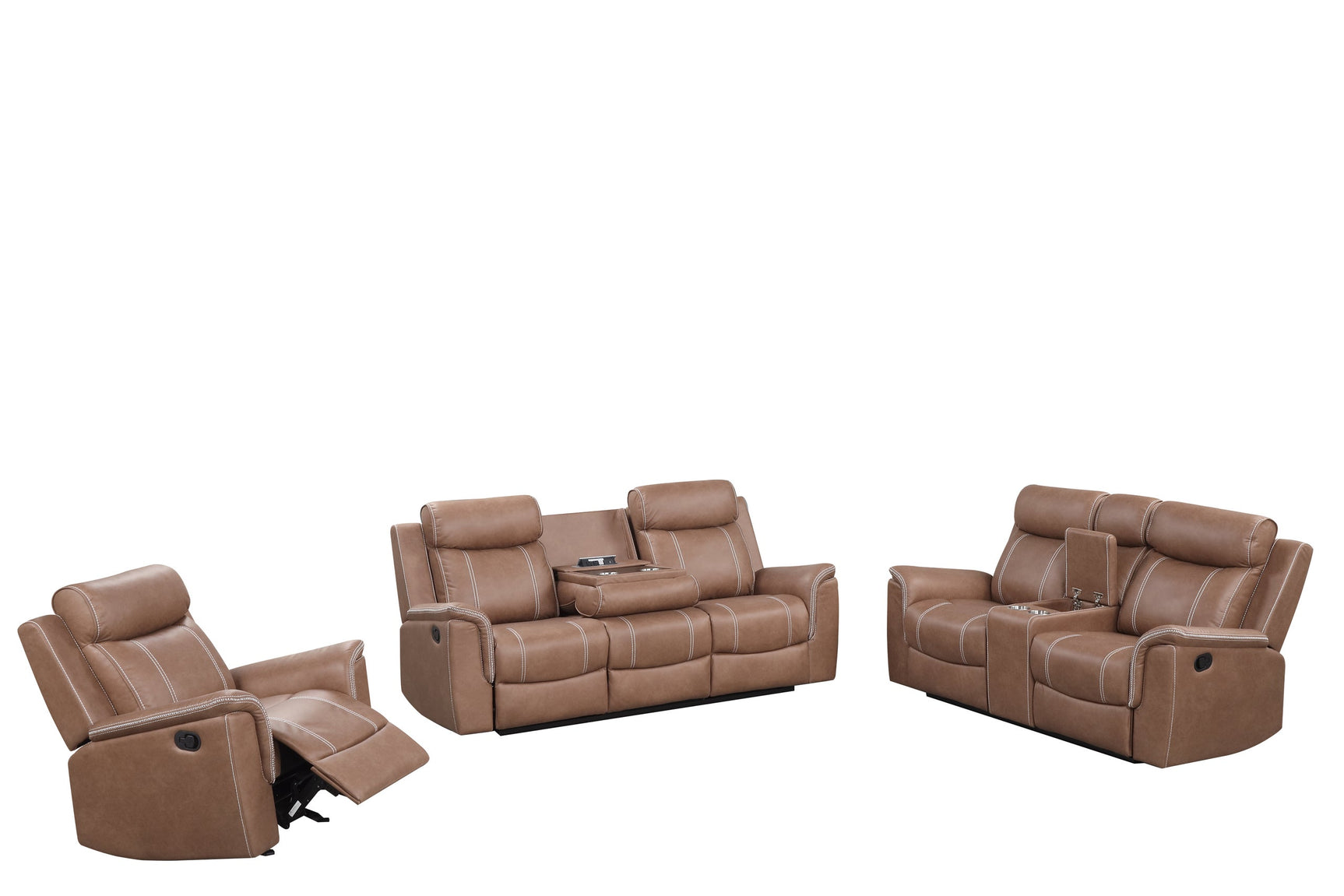 Sofia Brown 3-Piece Reclining Set