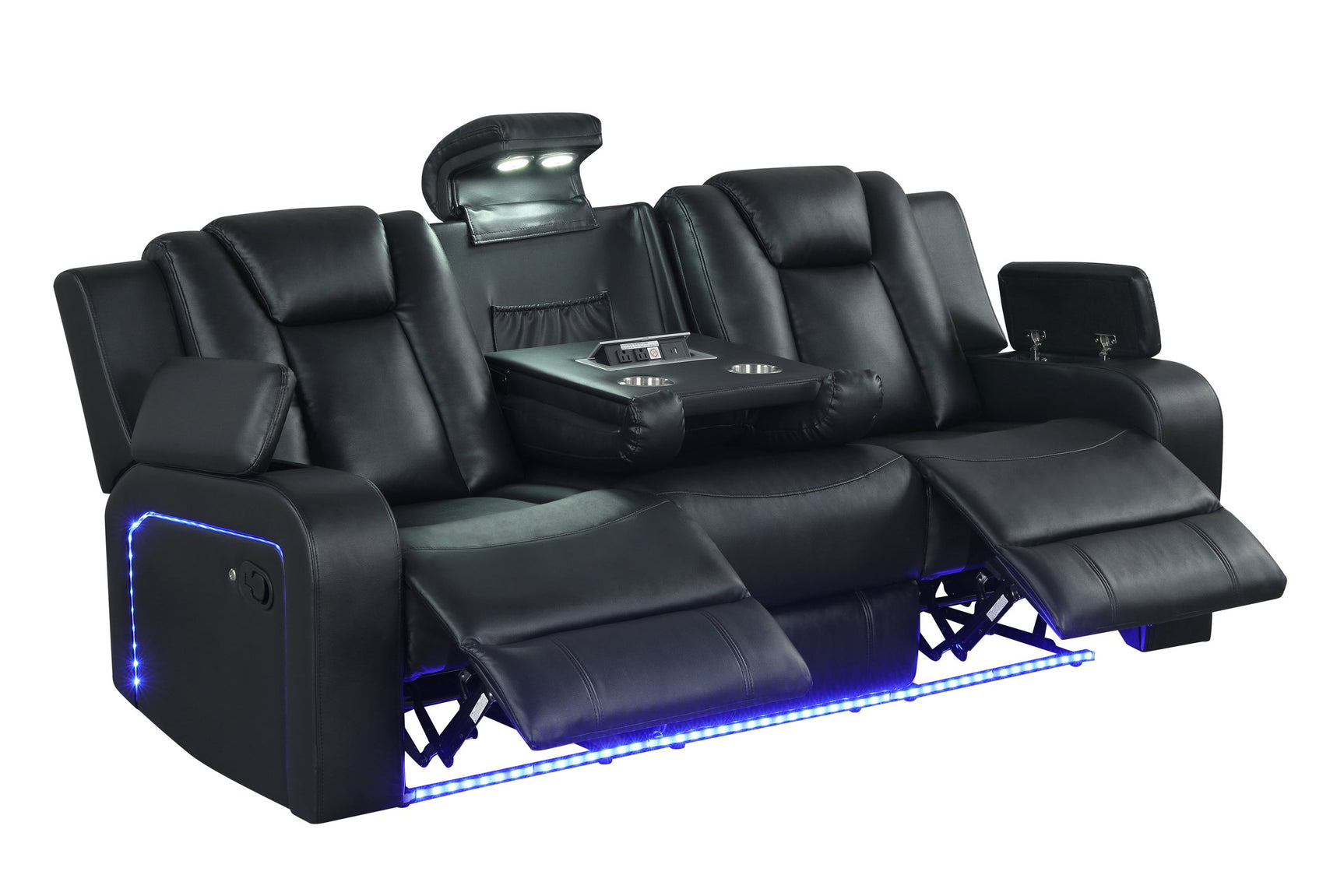 Hulk Black Leather Gel 3-Piece Reclining Set