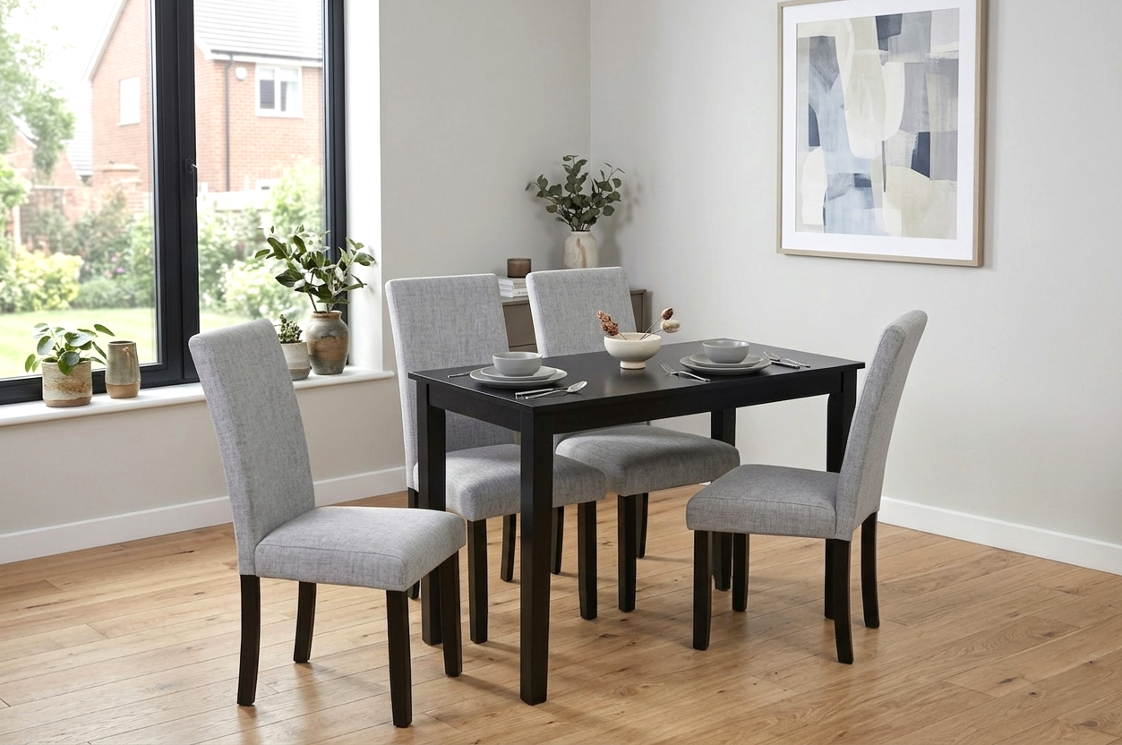 Donny Gray PU Dining Table + 4 Chairs from Ella Furniture