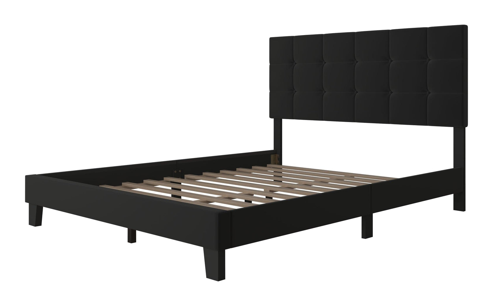 Nini Black Upholstered Platform Queen Bed