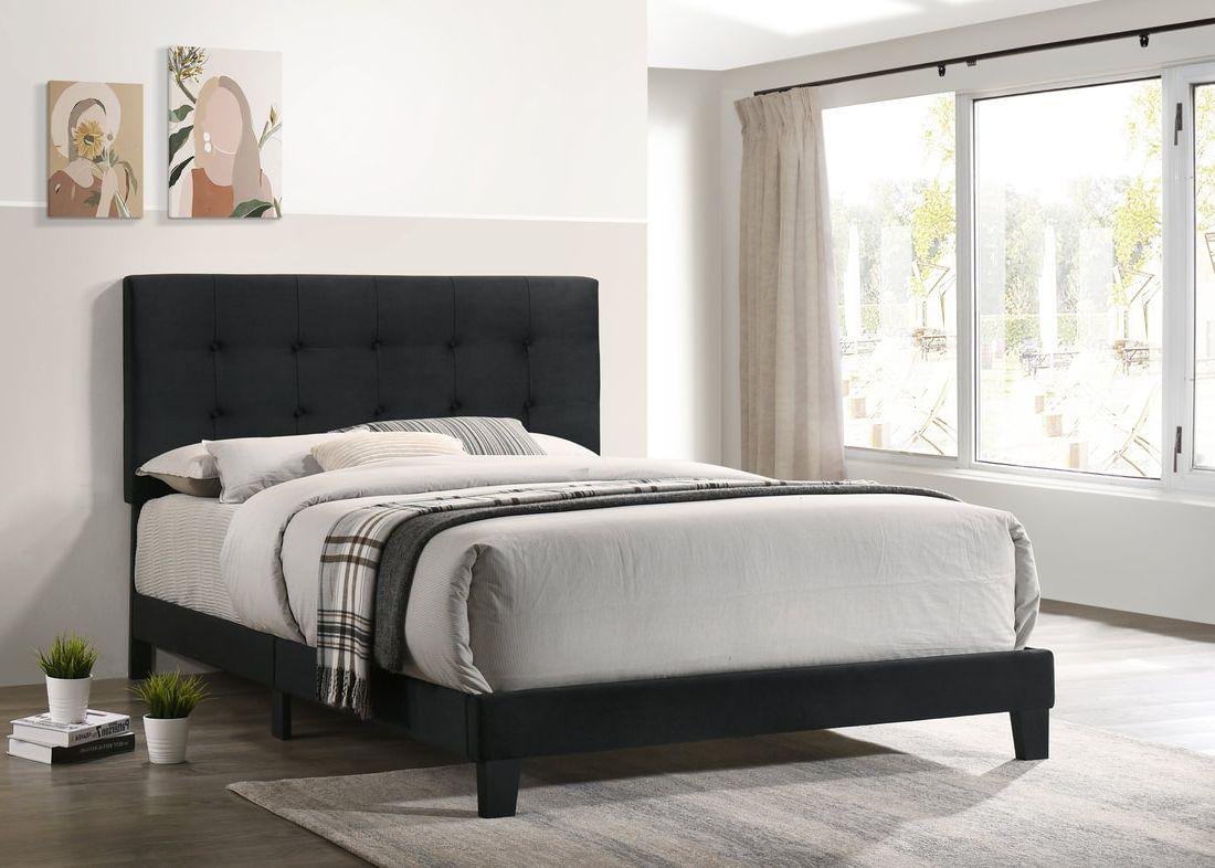Nini Black Upholstered Platform Full Bed