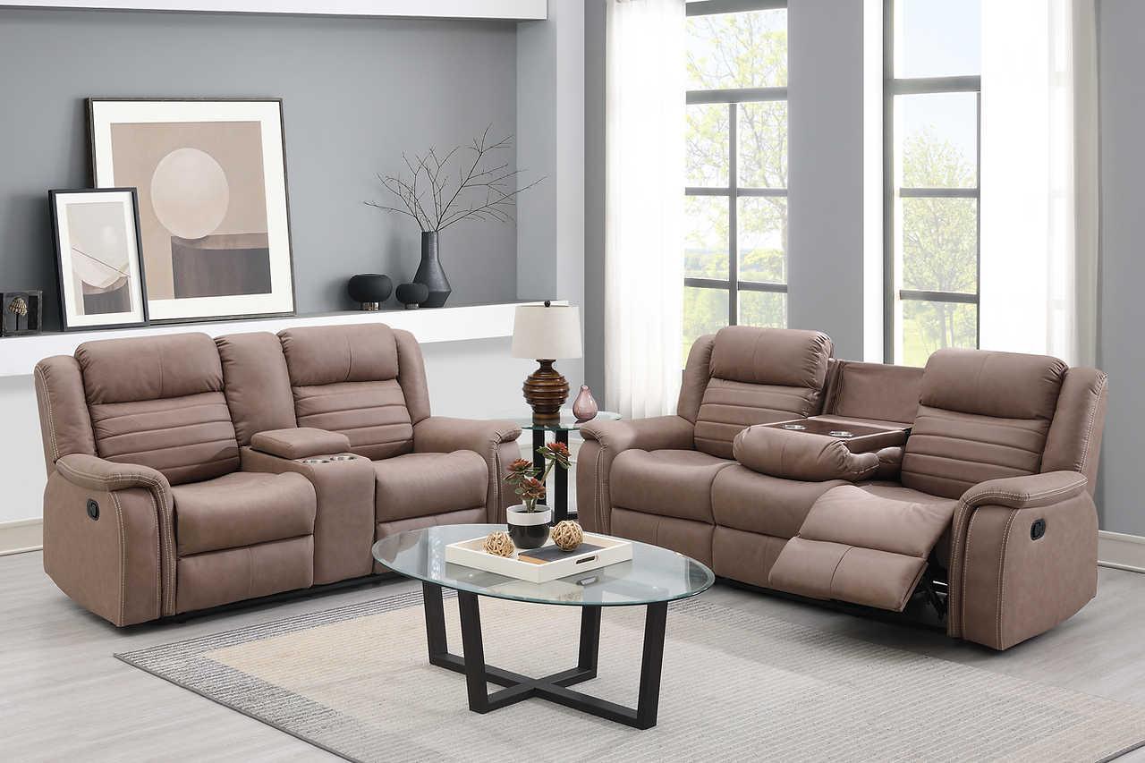 S7330 Max (Tan) (3Pc Sofa, Loveseat And Recliner) - Ella Furniture