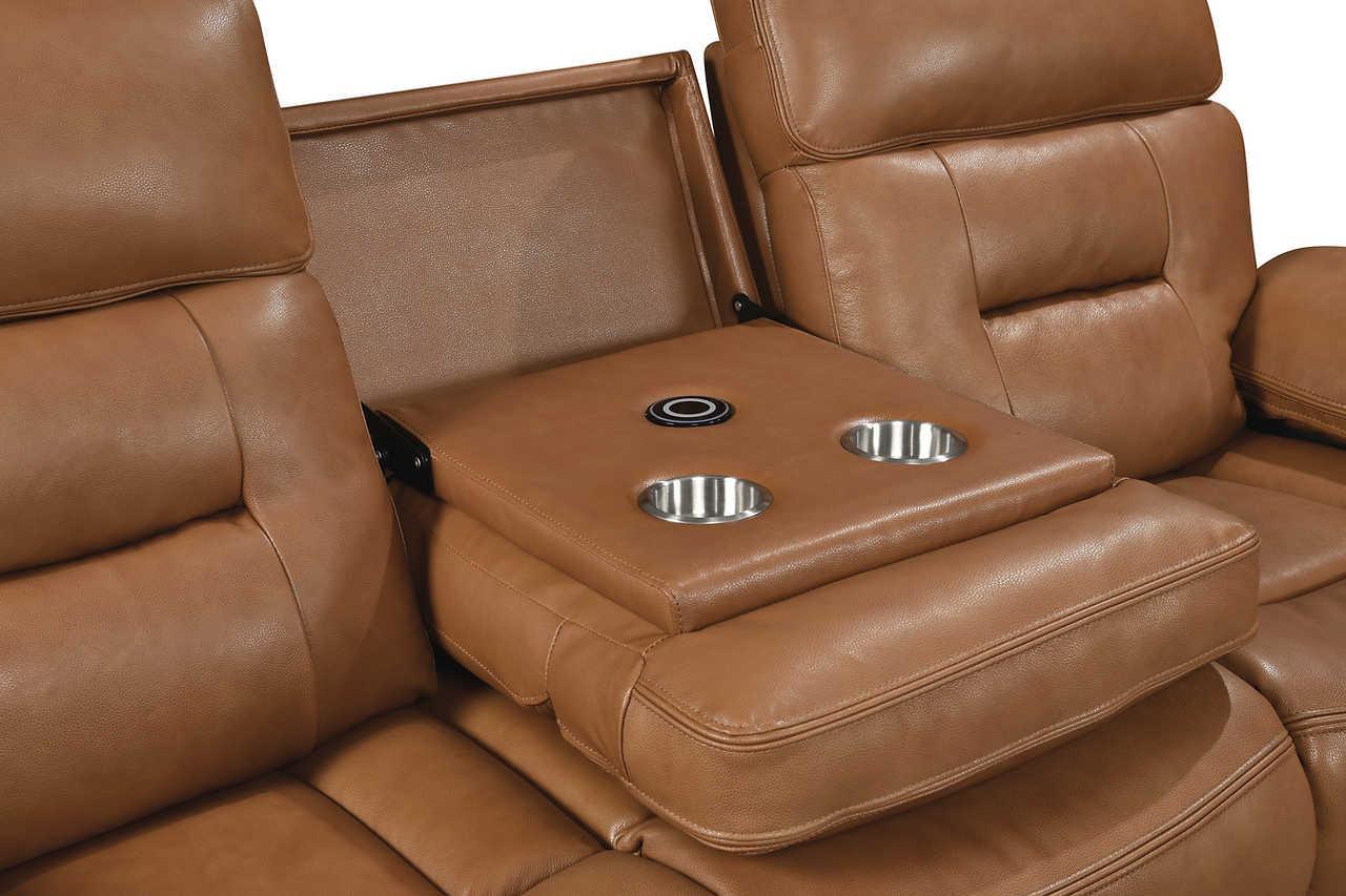 S8232 Dallas (Camel) (2Pcs Reclining Sofa And Loveseat (Leather Match)) - Ella Furniture