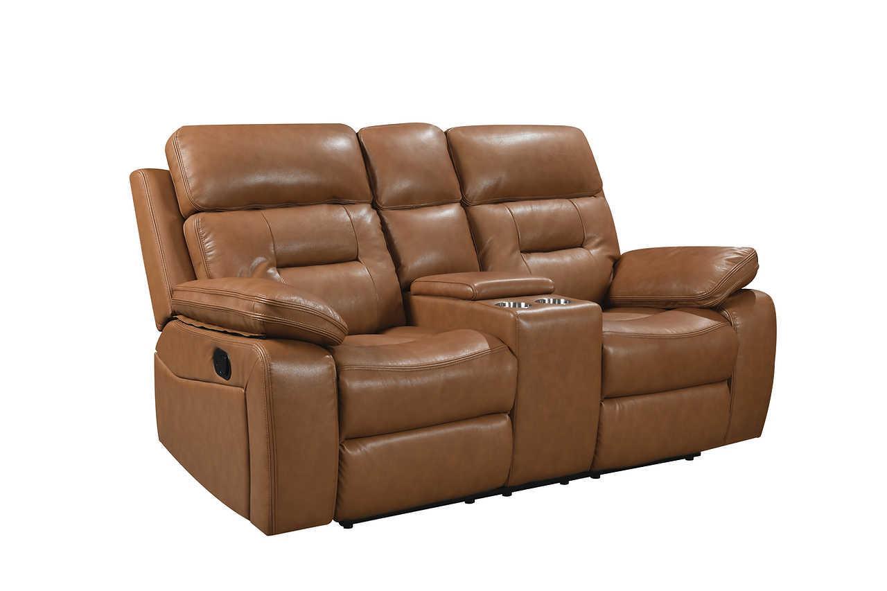 S8232 Dallas (Camel) (2Pcs Reclining Sofa And Loveseat (Leather Match)) - Ella Furniture