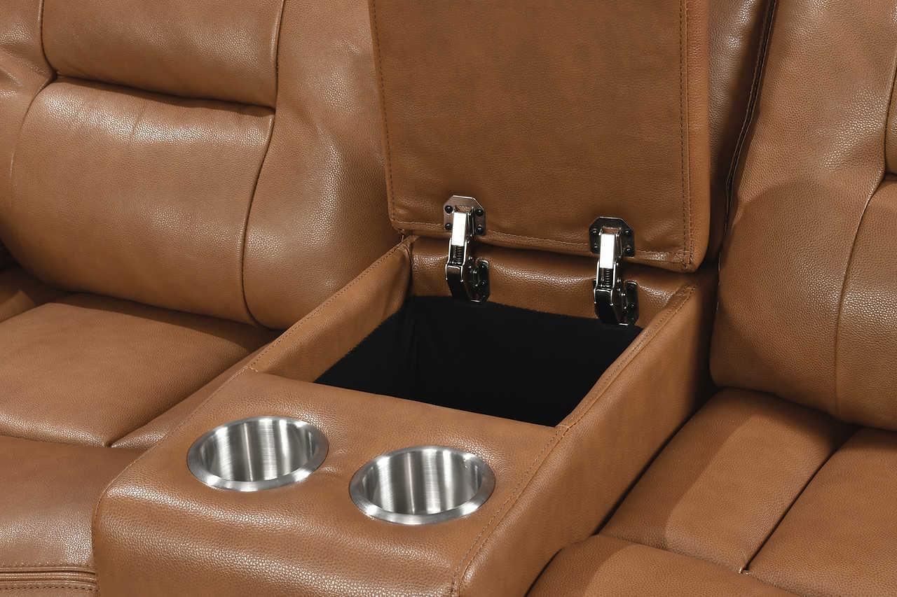 S8232 Dallas (Camel) (2Pcs Reclining Sofa And Loveseat (Leather Match)) - Ella Furniture