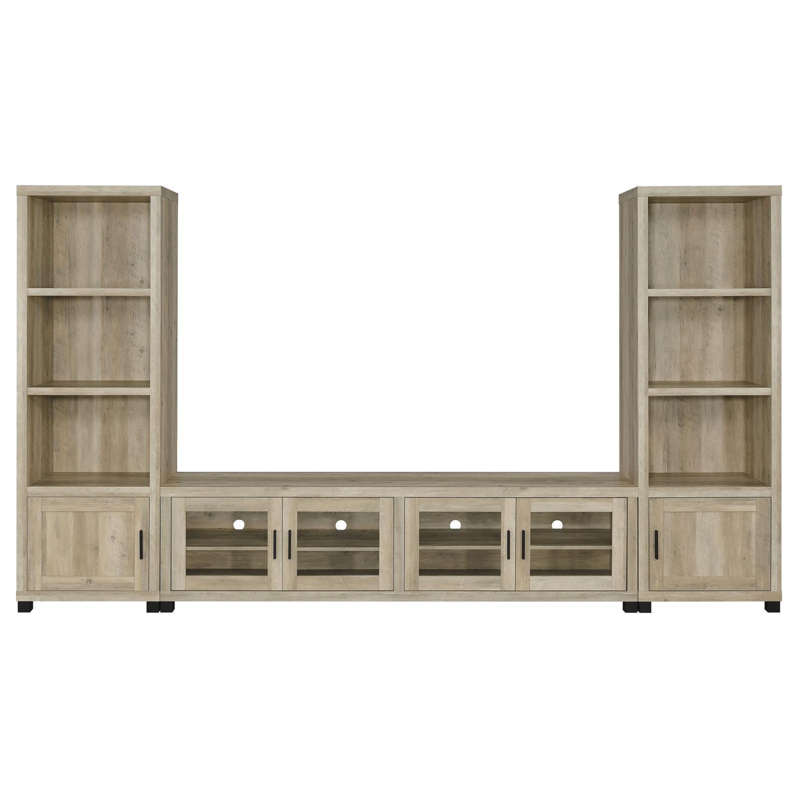 Sachin Sachin 3-Shelf Media Tower With Storage Cabinet Antique Pine 707746 - Ella Furniture