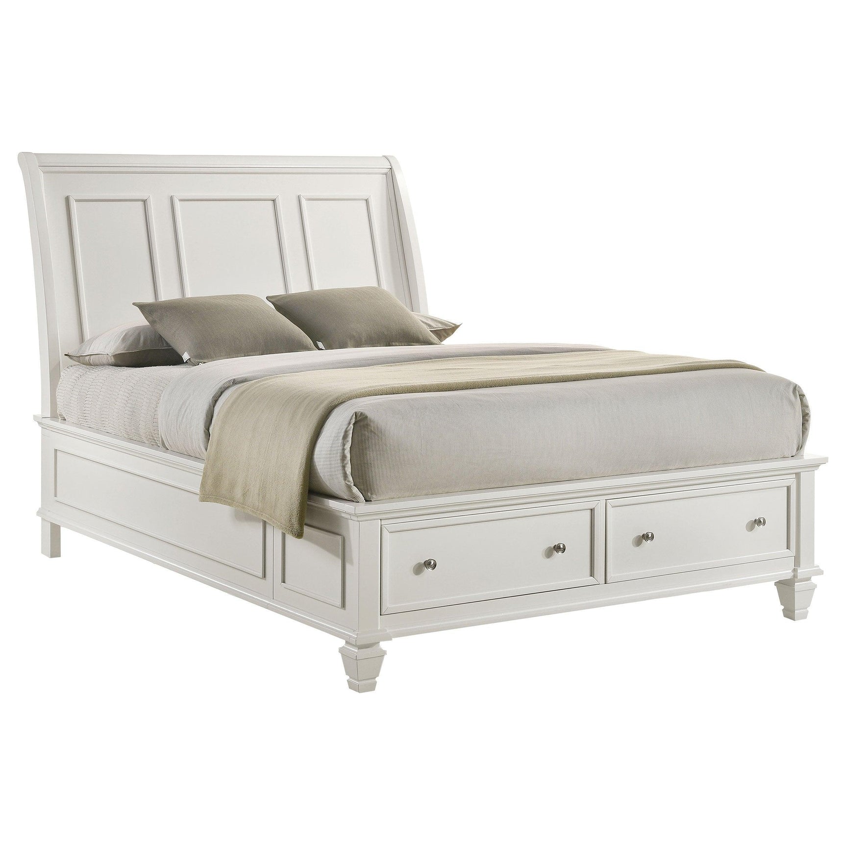 Sandy Beach White Storage Sleigh Bedroom Set - Ella Furniture