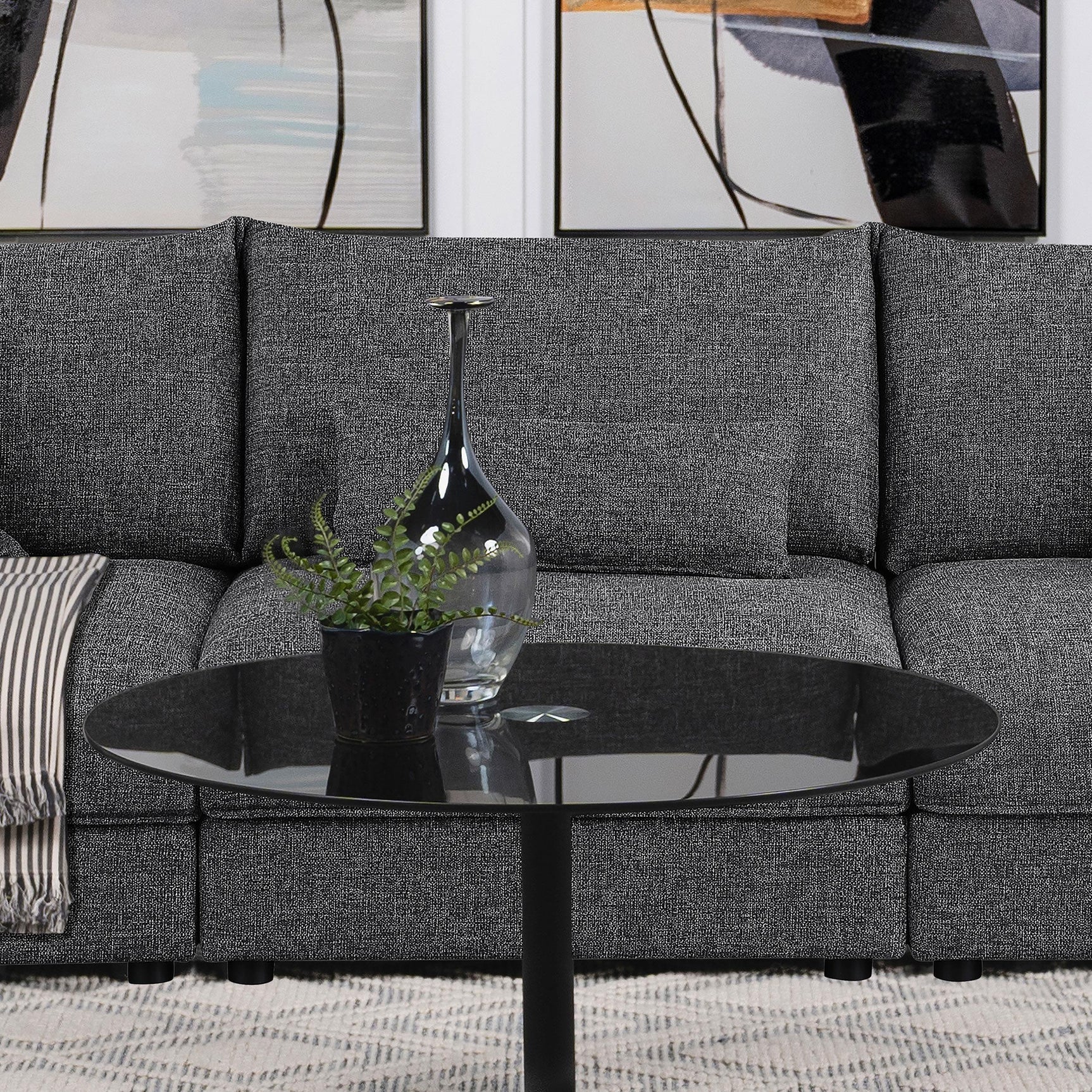 Sasha Upholstered Armless Chair Barely Black 551681 - Ella Furniture