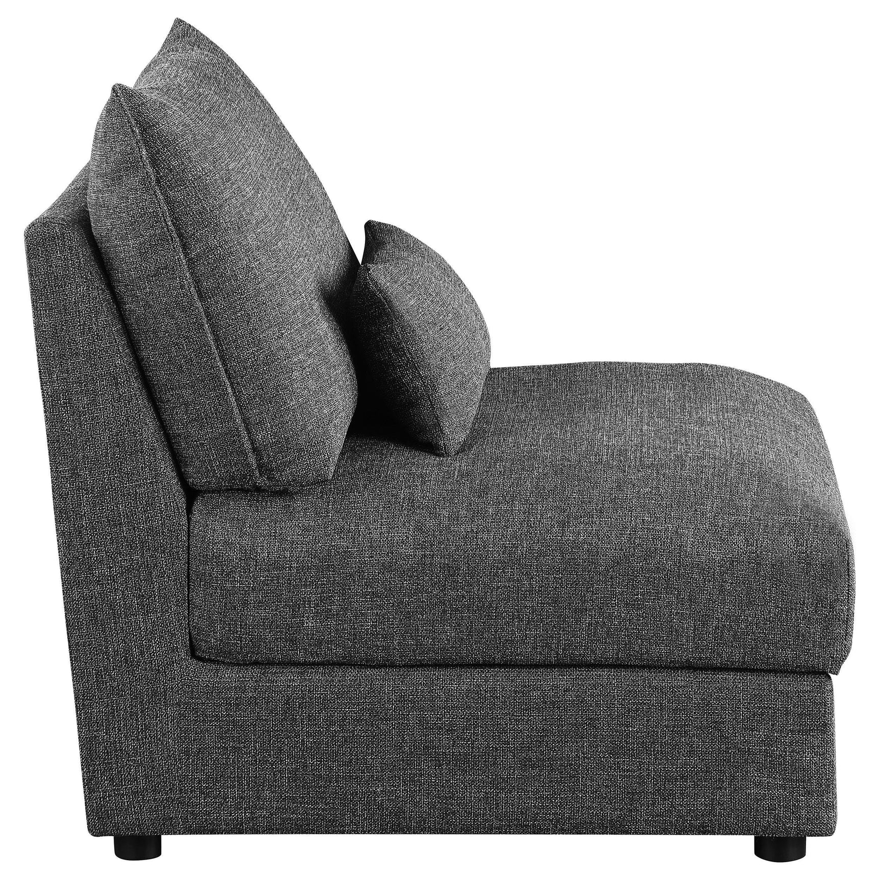 Sasha Upholstered Armless Chair Barely Black 551681 - Ella Furniture