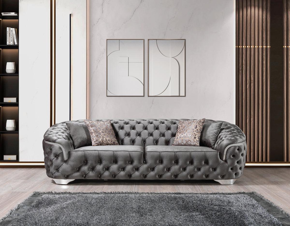 Scarlett Gray Velvet Sofa & Loveseat - Ella Furniture