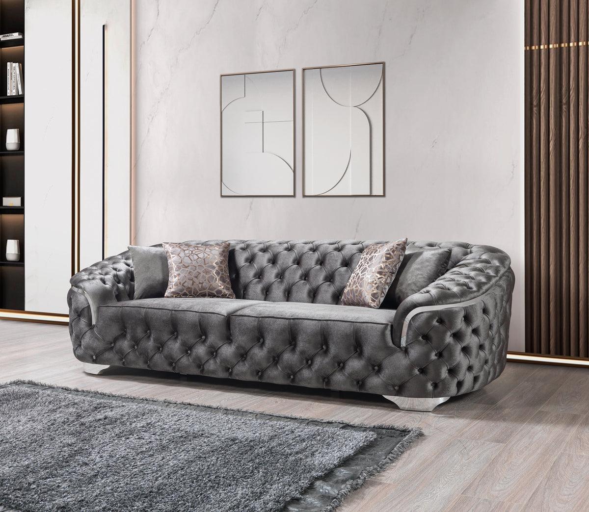 Scarlett Gray Velvet Sofa & Loveseat - Ella Furniture