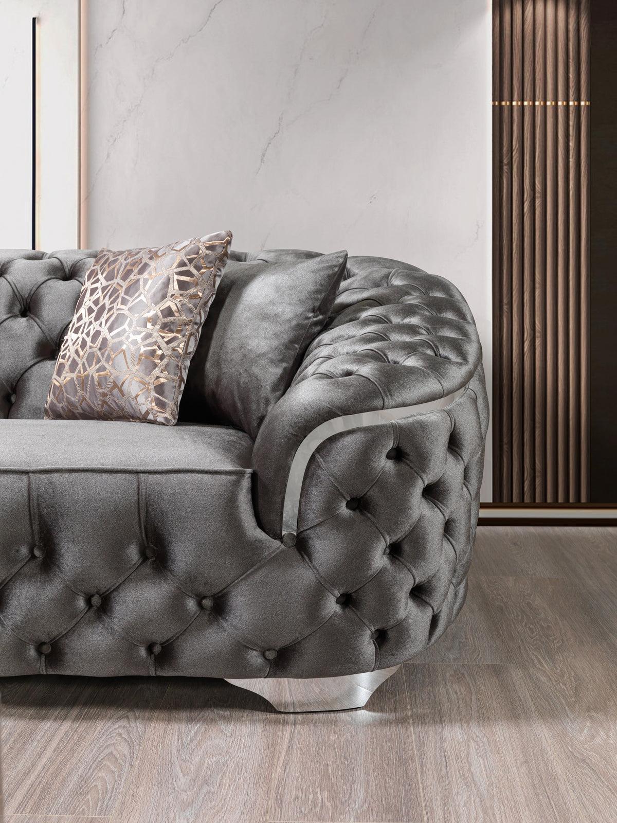 Scarlett Gray Velvet Sofa & Loveseat - Ella Furniture