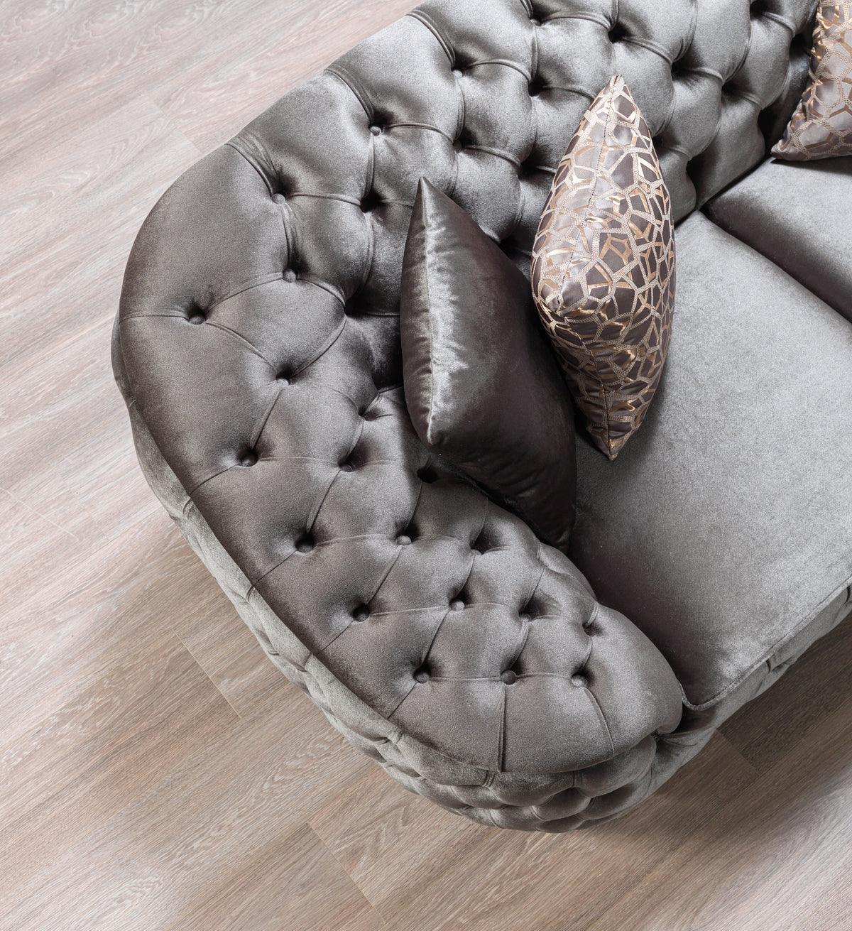 Scarlett Gray Velvet Sofa & Loveseat - Ella Furniture
