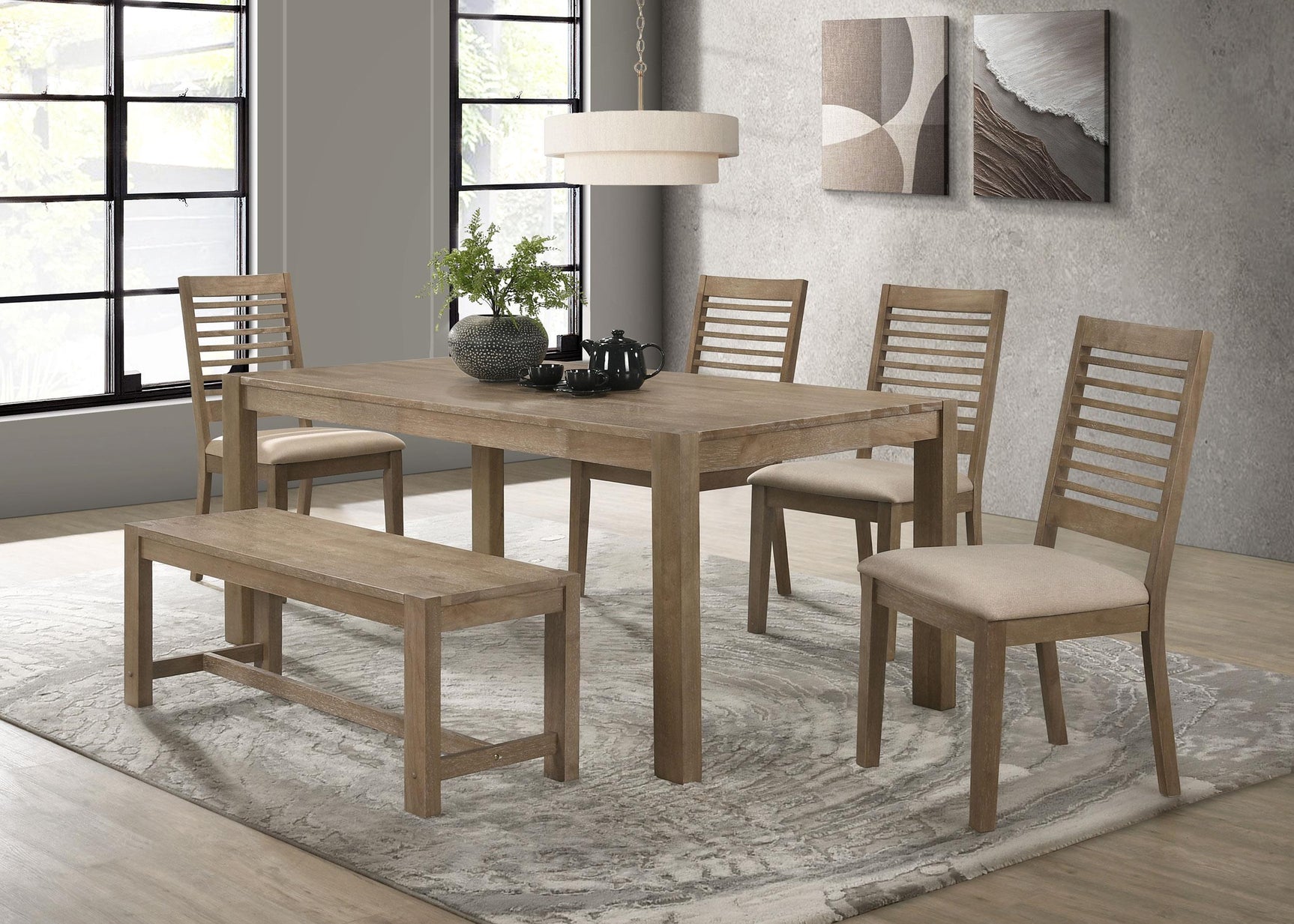 SCOTTSDALE COLLECTION Scottsdale Wood Trestle Base Dining Bench Washed Brown 109183 - Ella Furniture