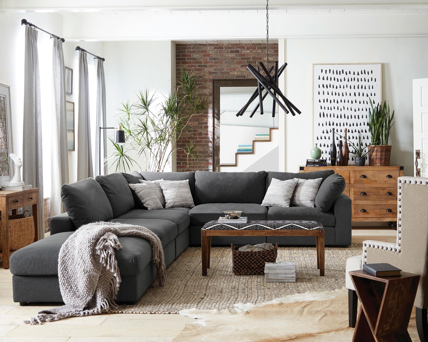 Serene Serene 4-piece Upholstered Modular Sectional Sofa Charcoal 551324-SETA - Ella Furniture