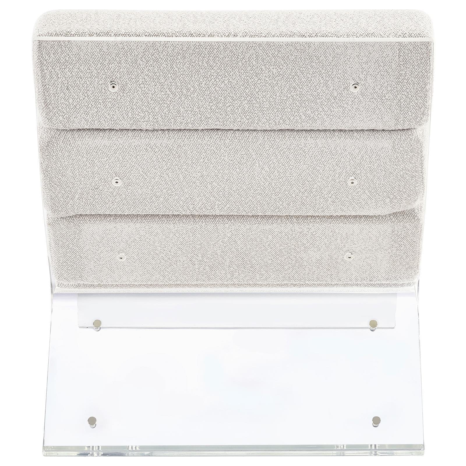 Serreta Boucle Upholstered Armless Accent Chair With Clear Acrylic Frame Ivory 903161 - Ella Furniture