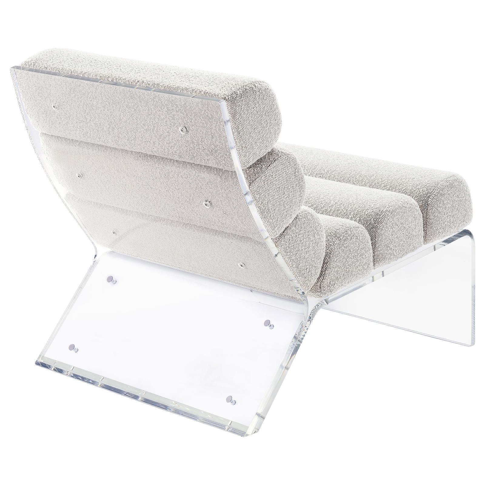 Serreta Boucle Upholstered Armless Accent Chair With Clear Acrylic Frame Ivory 903161 - Ella Furniture