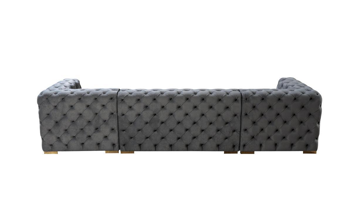 Seva Gray Velvet Double Chaise Sectional - Ella Furniture