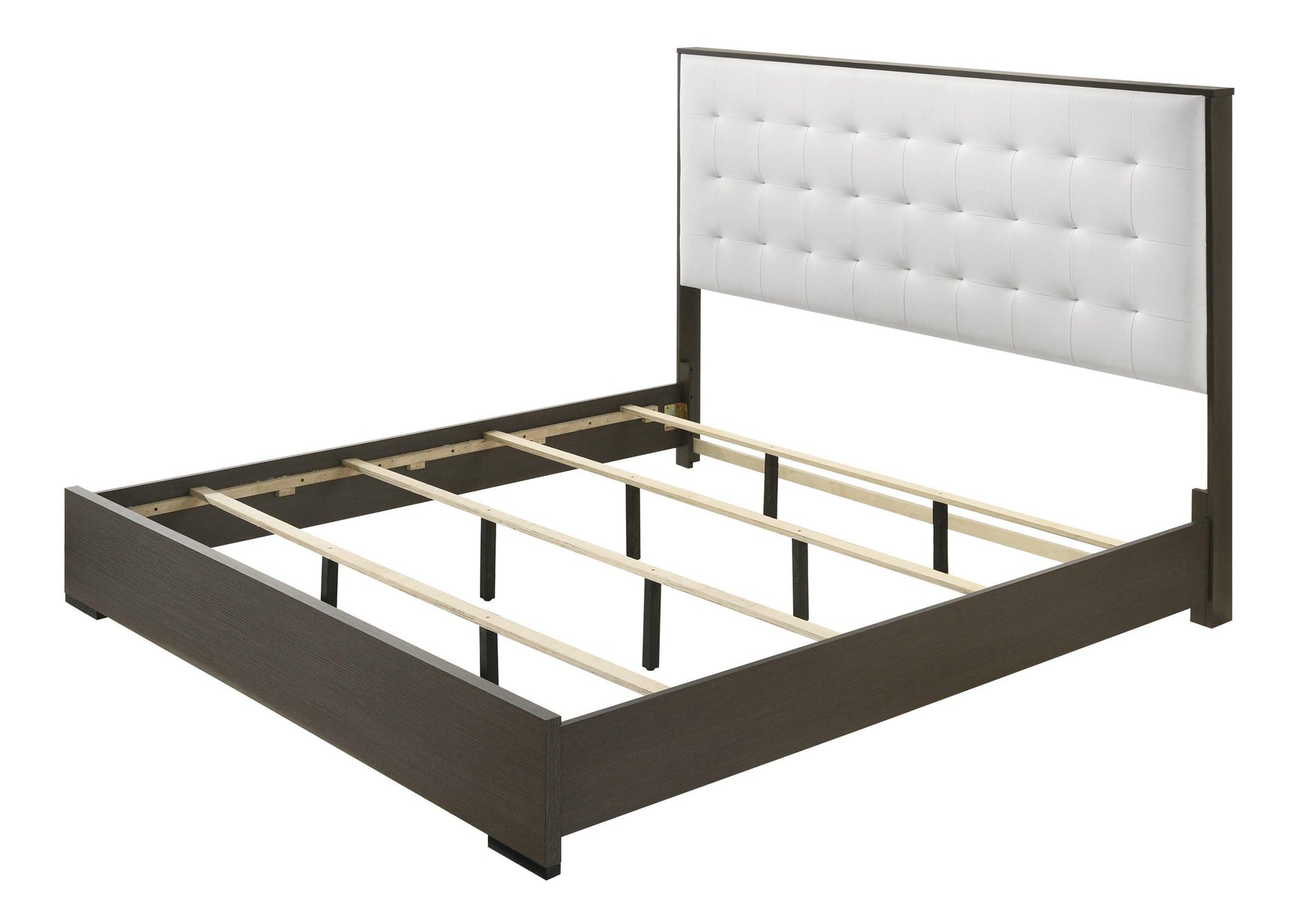 Sharpe Gray/White Modern Solid Wood And Veneers Fabric Upholstered Tufted Bedroom Set - Ella Furniture
