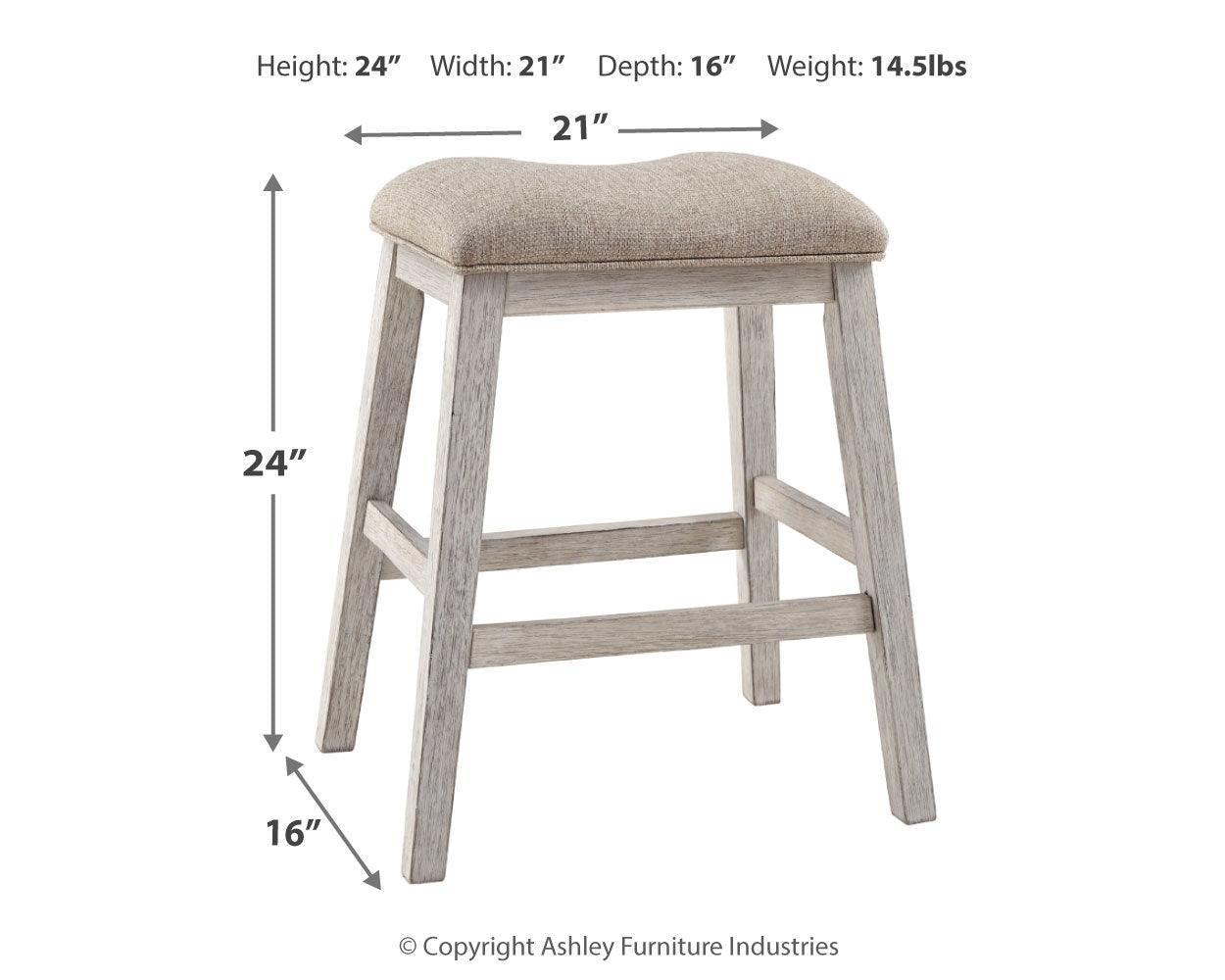 Skempton White/light Brown Counter Height Dining Table And 4 Barstools PKG001970 - D394-32 | D394-024 | D394-024 - Ella Furniture