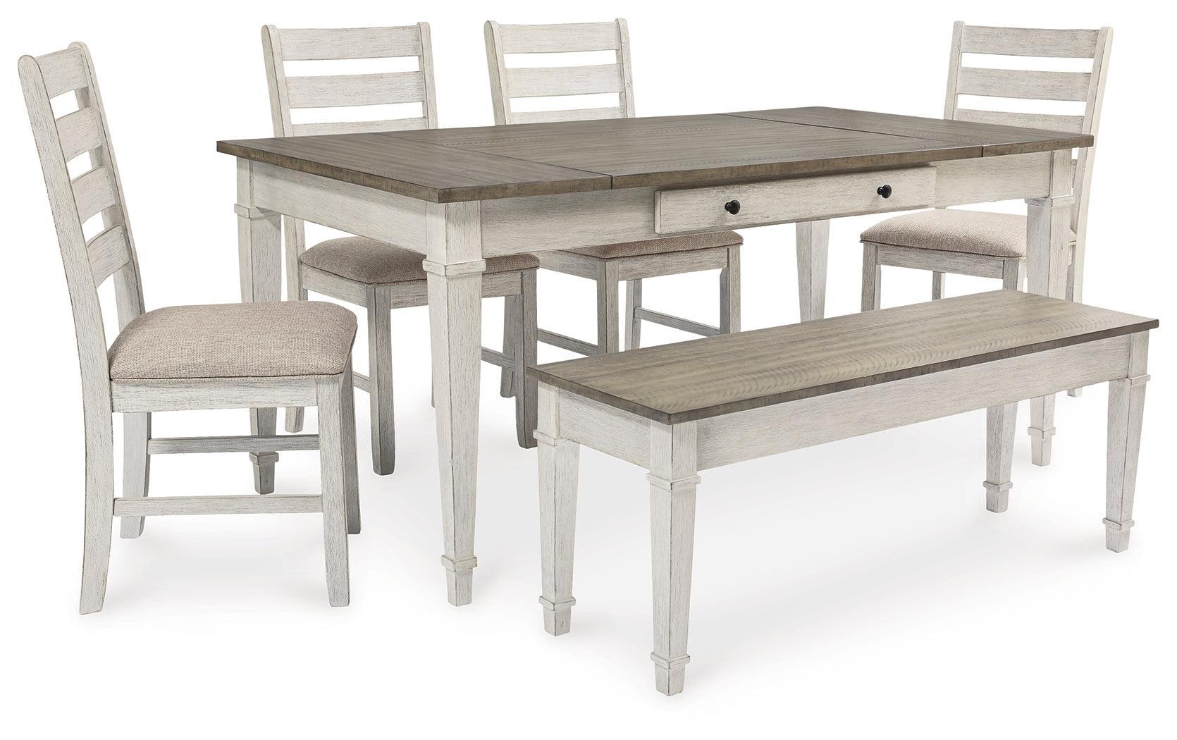 Skempton White/light Brown Rectangular Dining Room Set - Ella Furniture
