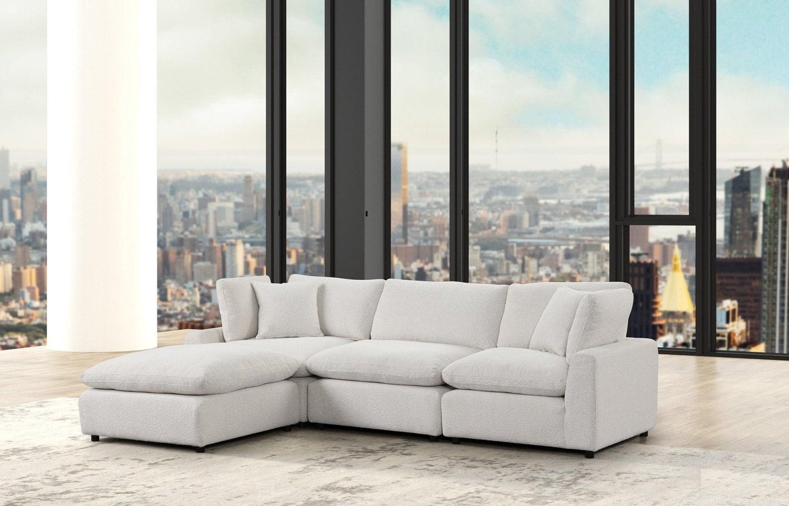 Sky Boucle Sand Modular Sectional - Ella Furniture